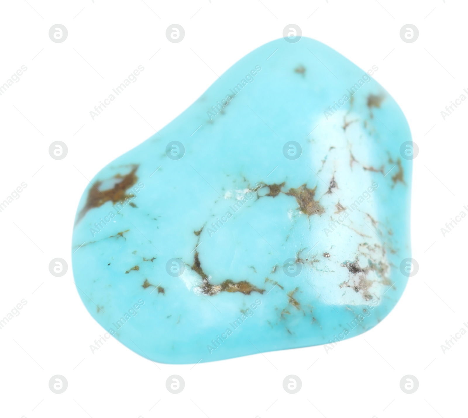 Photo of Beautiful light turquoise gemstone on white background