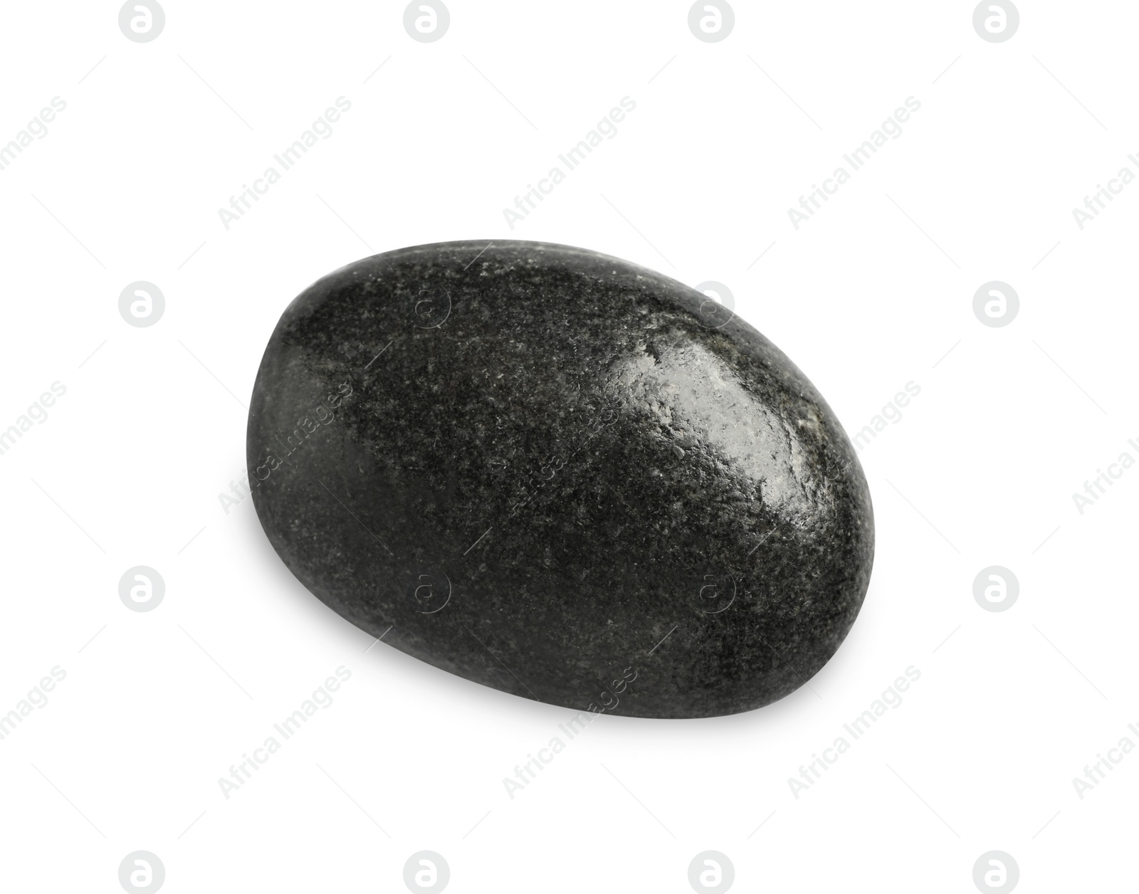 Photo of Black spa stone isolated on white, top view