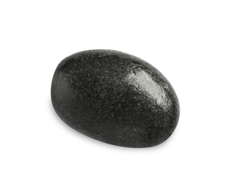 Black spa stone isolated on white, top view