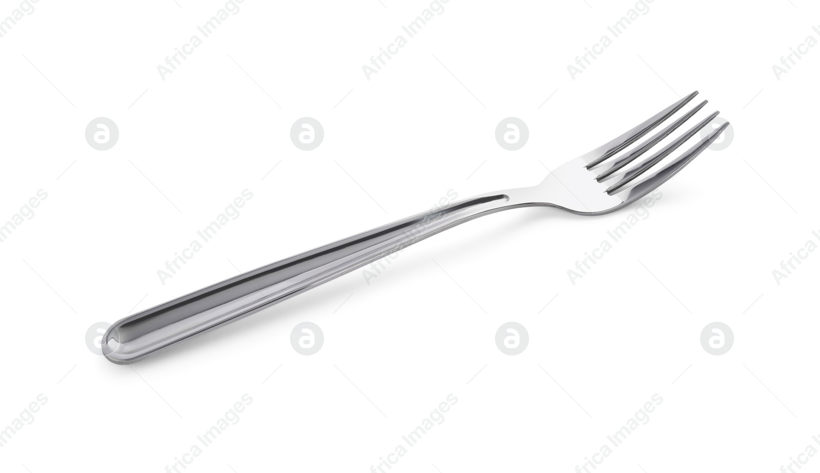 Photo of One shiny metal fork isolated on white