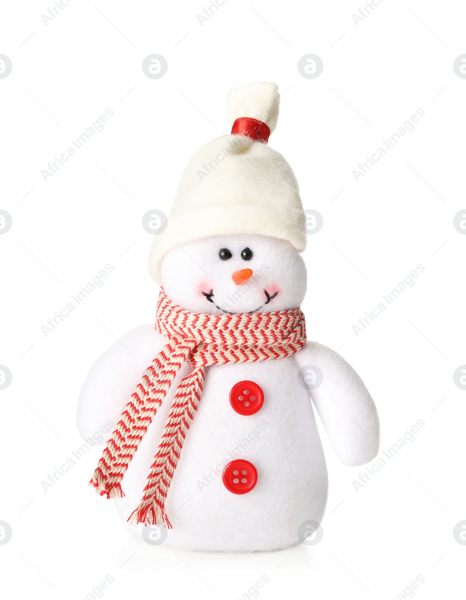 Photo of Cute decorative handmade snowman isolated on white