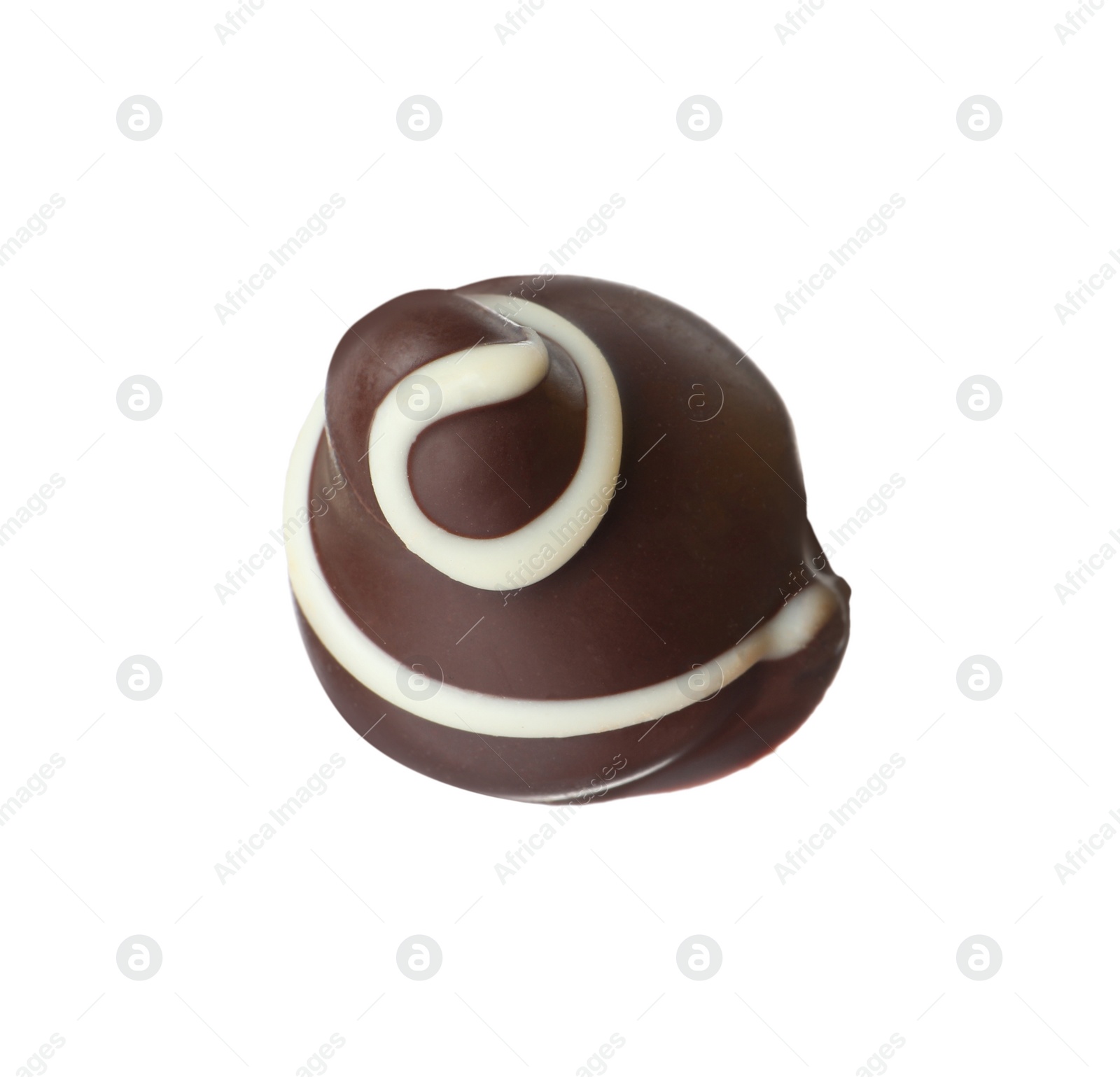 Photo of Delicious sweet chocolate truffle isolated on white