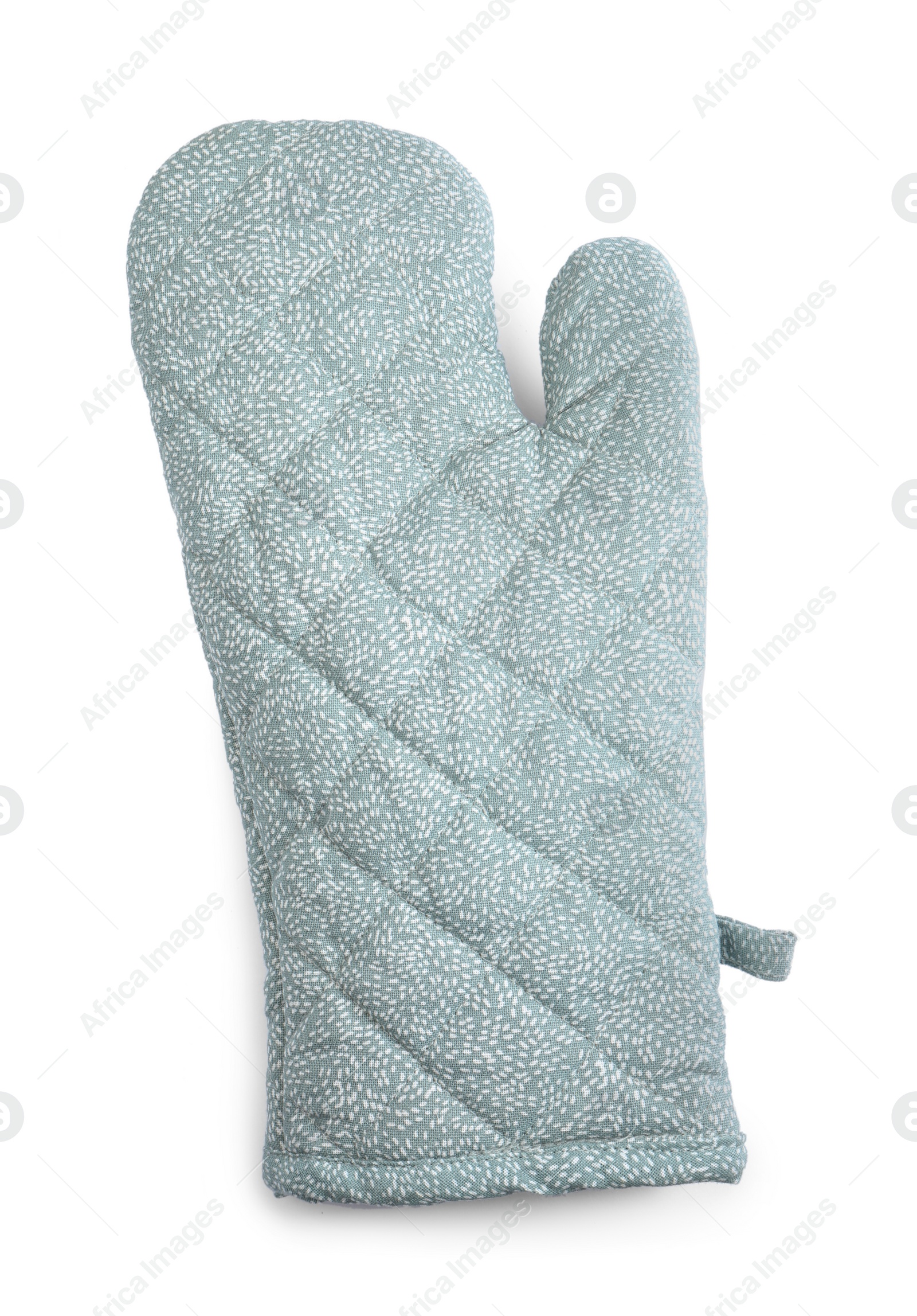 Photo of Oven glove for hot dishes isolated on white, top view