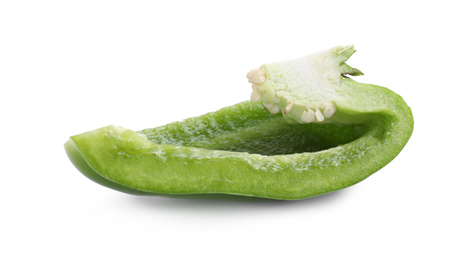 Photo of Cut green bell pepper isolated on white