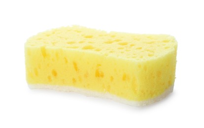 Photo of One new yellow sponge isolated on white