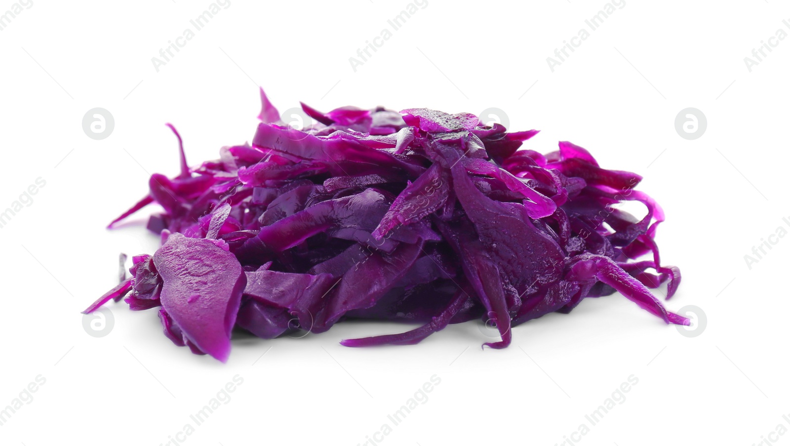 Photo of Tasty red cabbage sauerkraut isolated on white