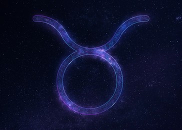 Illustration of Taurus astrological sign in night sky with beautiful sky
