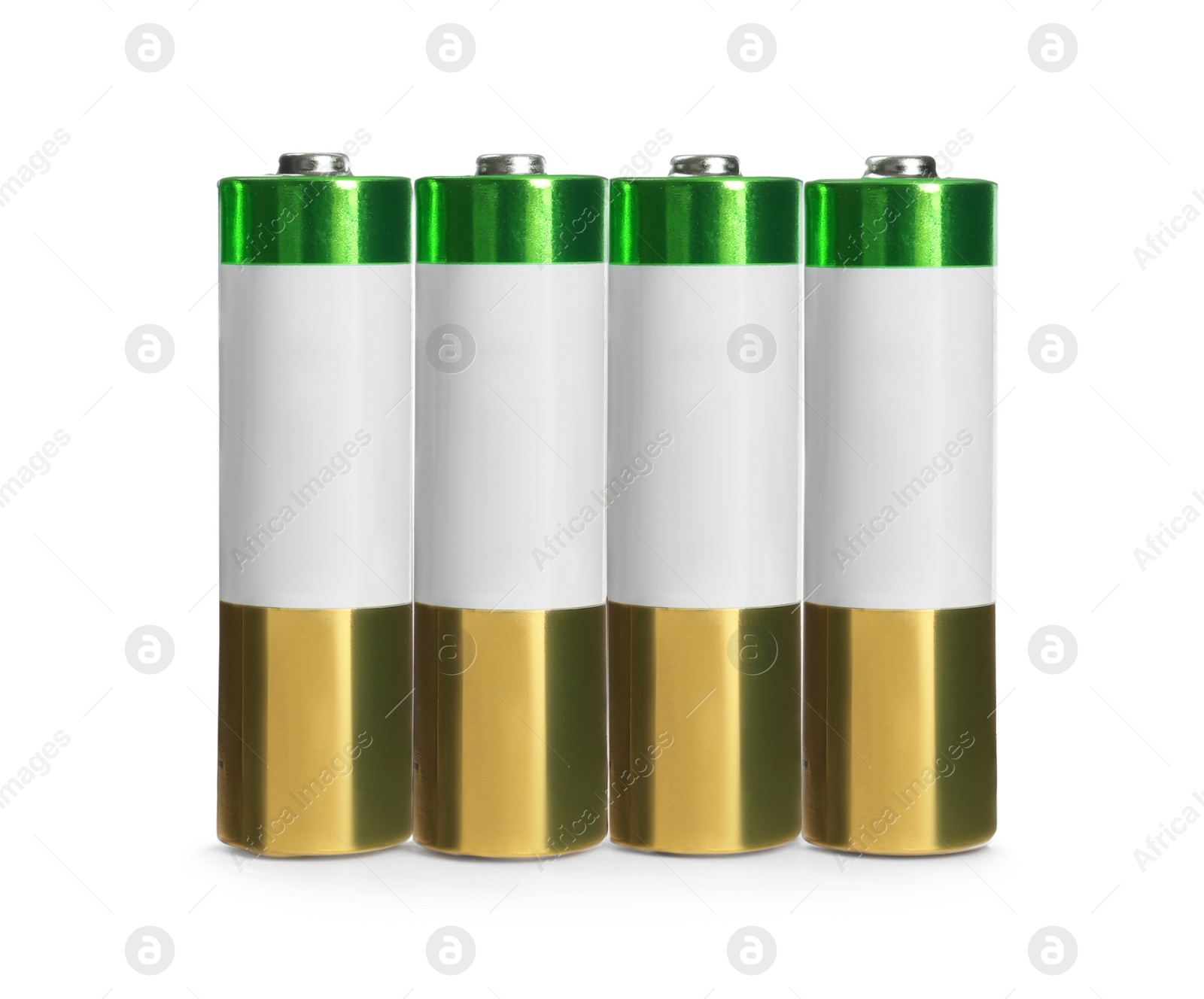 Image of New AA batteries on white background. Dry cell