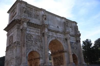 Photo of Rome, Italy - February 4, 2024 : Arch of Constantine outdoors, low angle view