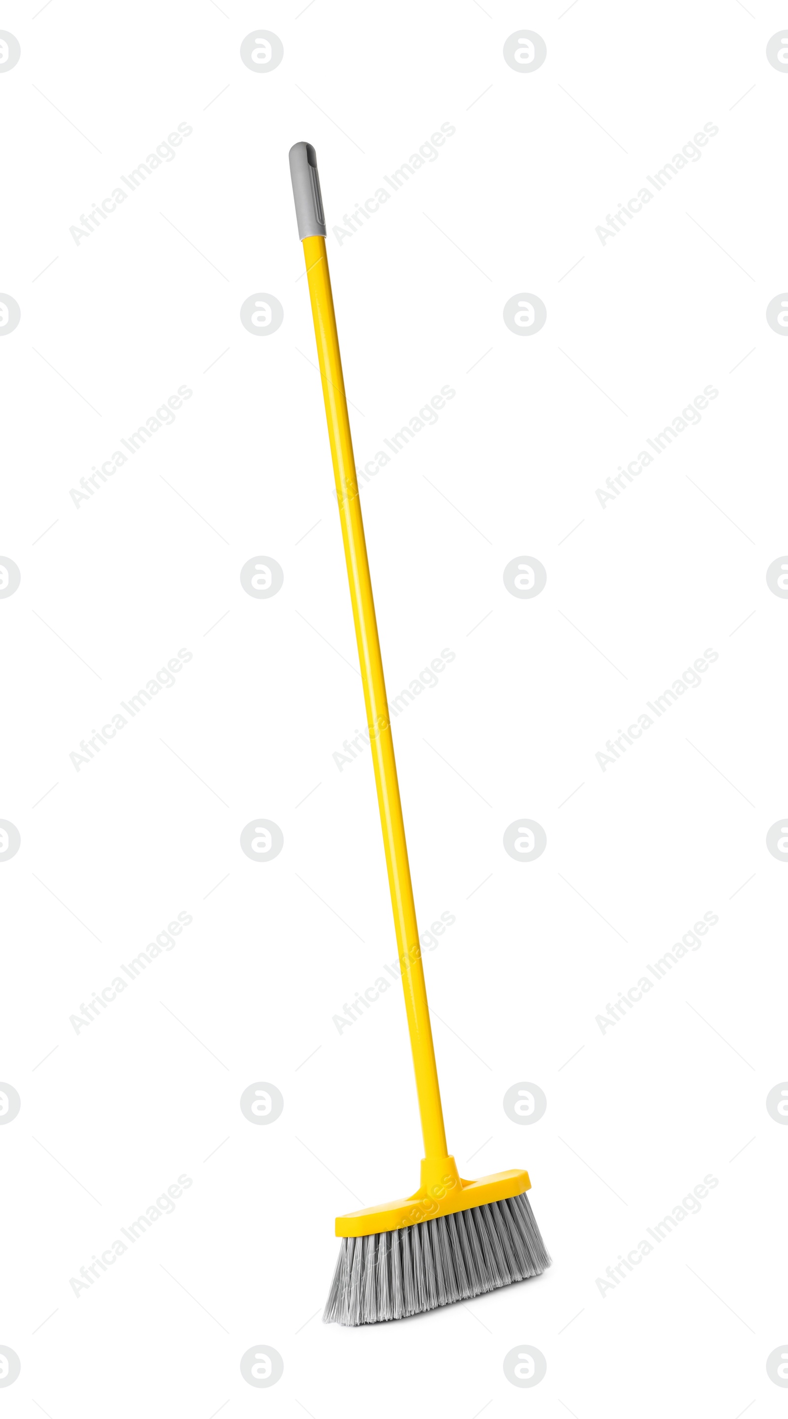 Photo of Plastic broom isolated on white. Cleaning tool