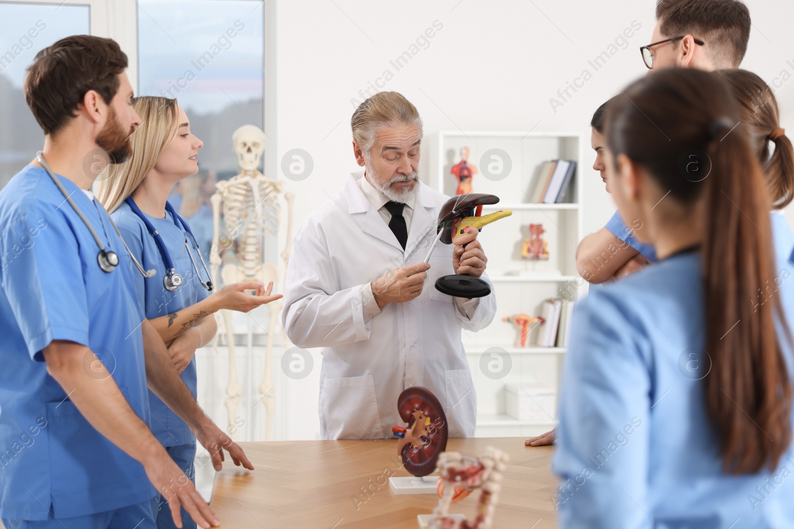 Photo of Doctor giving lecture for interns in university