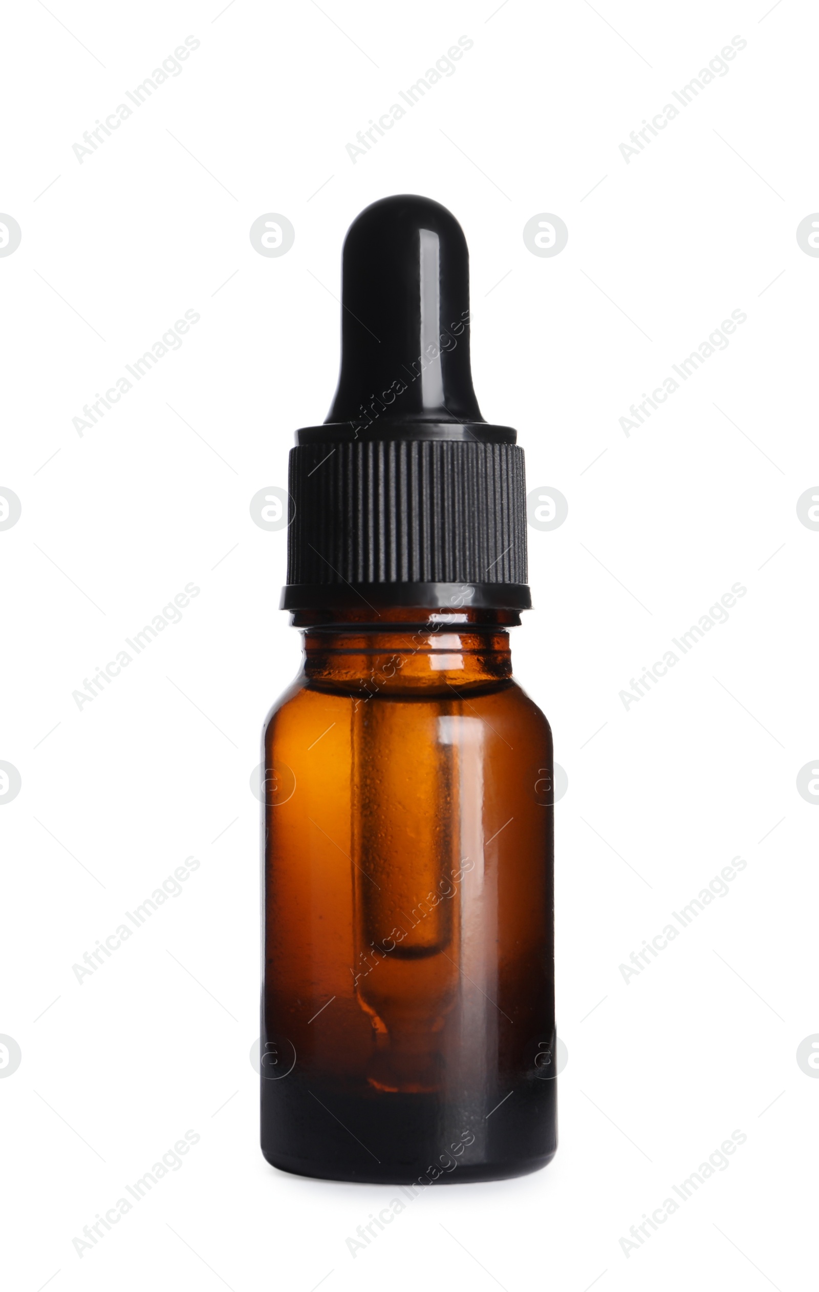 Photo of One bottle of cosmetic serum isolated on white