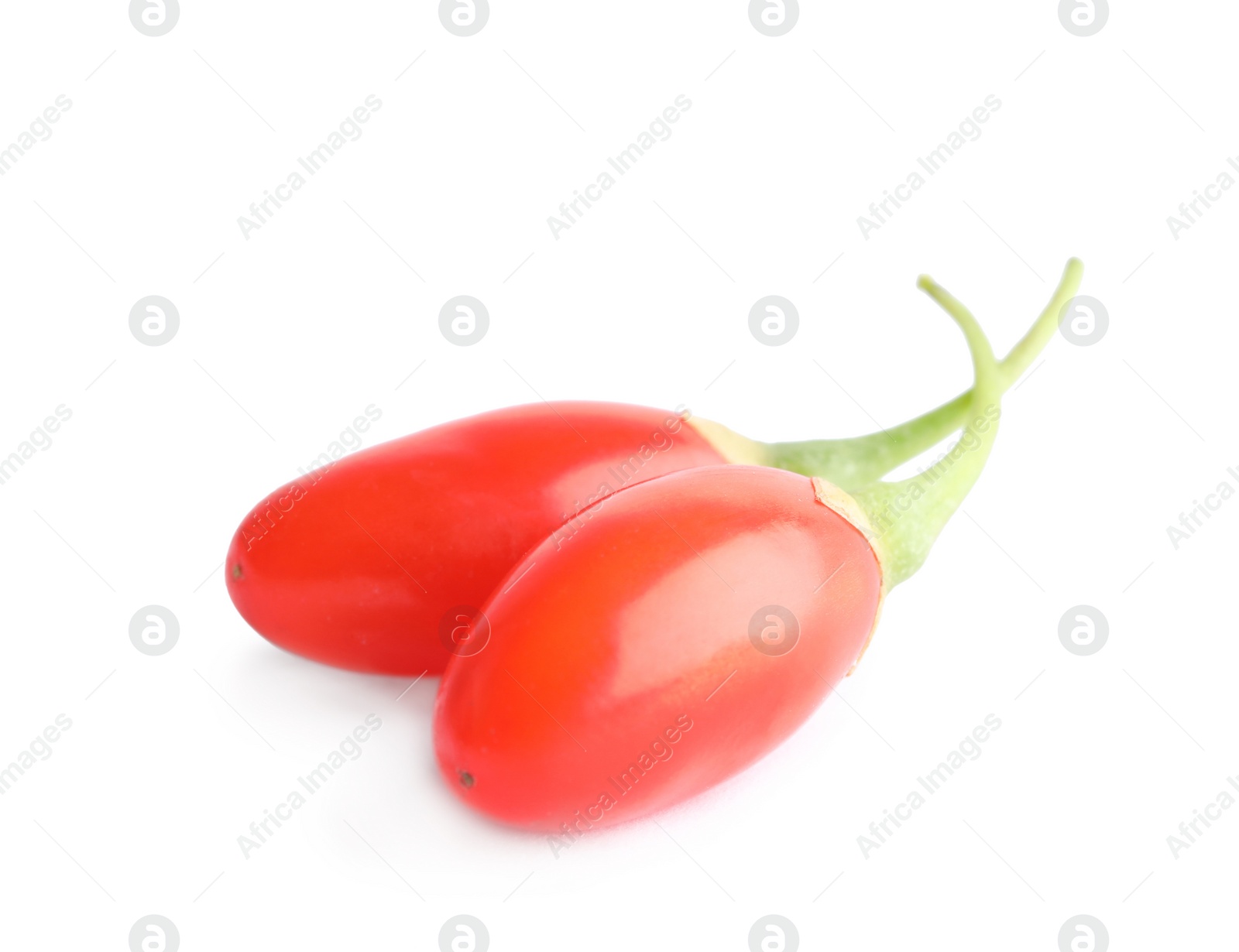 Photo of Fresh goji berries on white background. Healthy superfood