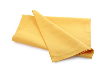 One yellow kitchen napkin isolated on white