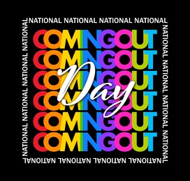 Illustration of National Coming Out Day card design on black background