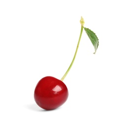 Photo of Delicious ripe sweet cherry on white background