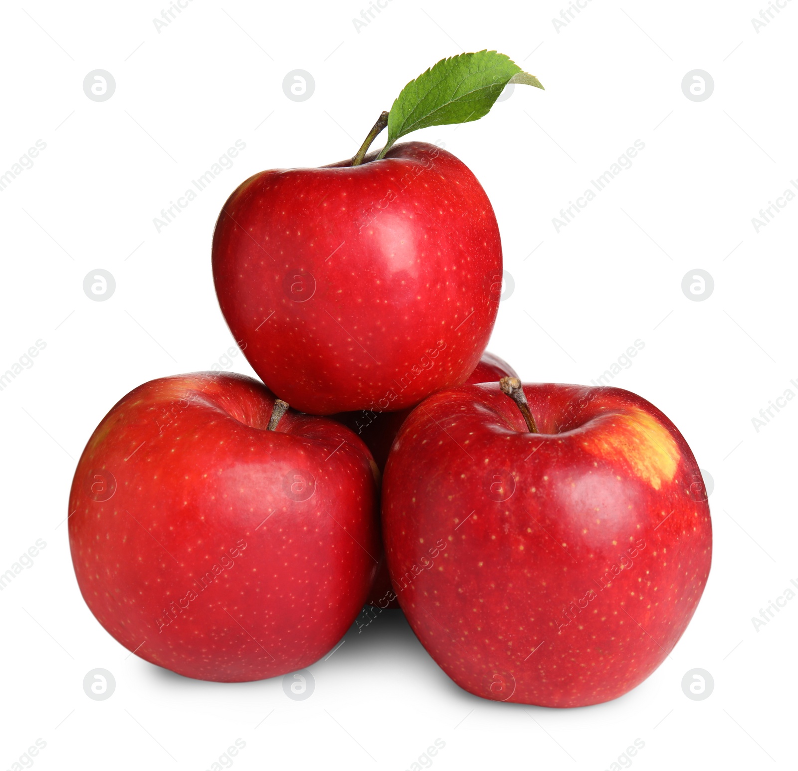 Photo of Delicious ripe red apples on white background