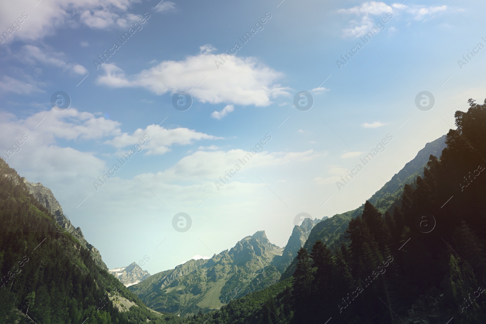 Photo of Picturesque view of beautiful mountain landscape under blue sky