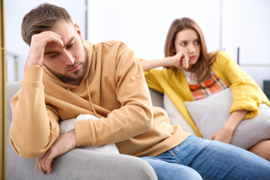 Couple with problems in relationship at home