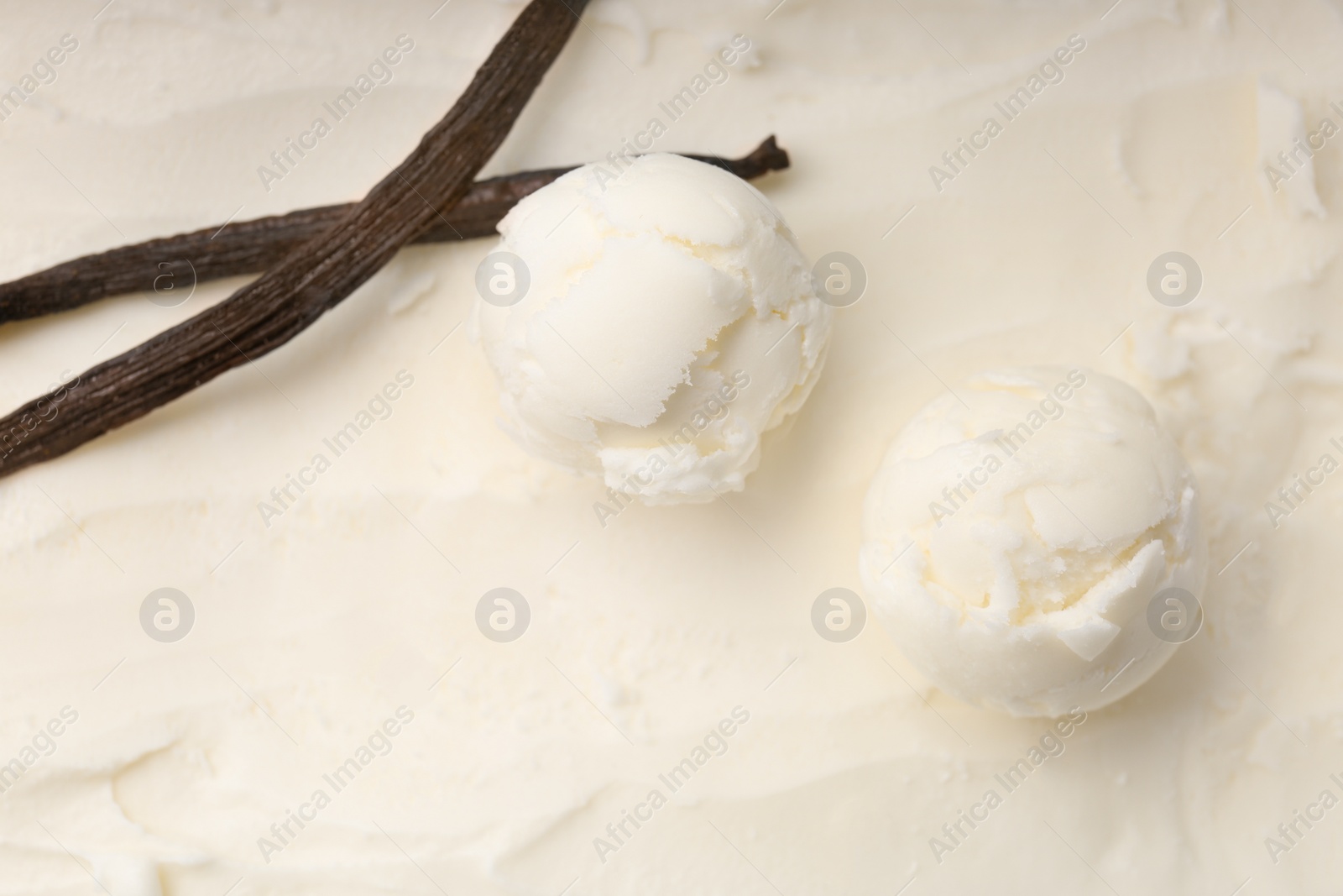 Photo of Delicious vanilla ice cream and pods