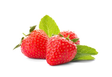 Delicious ripe strawberries on white background