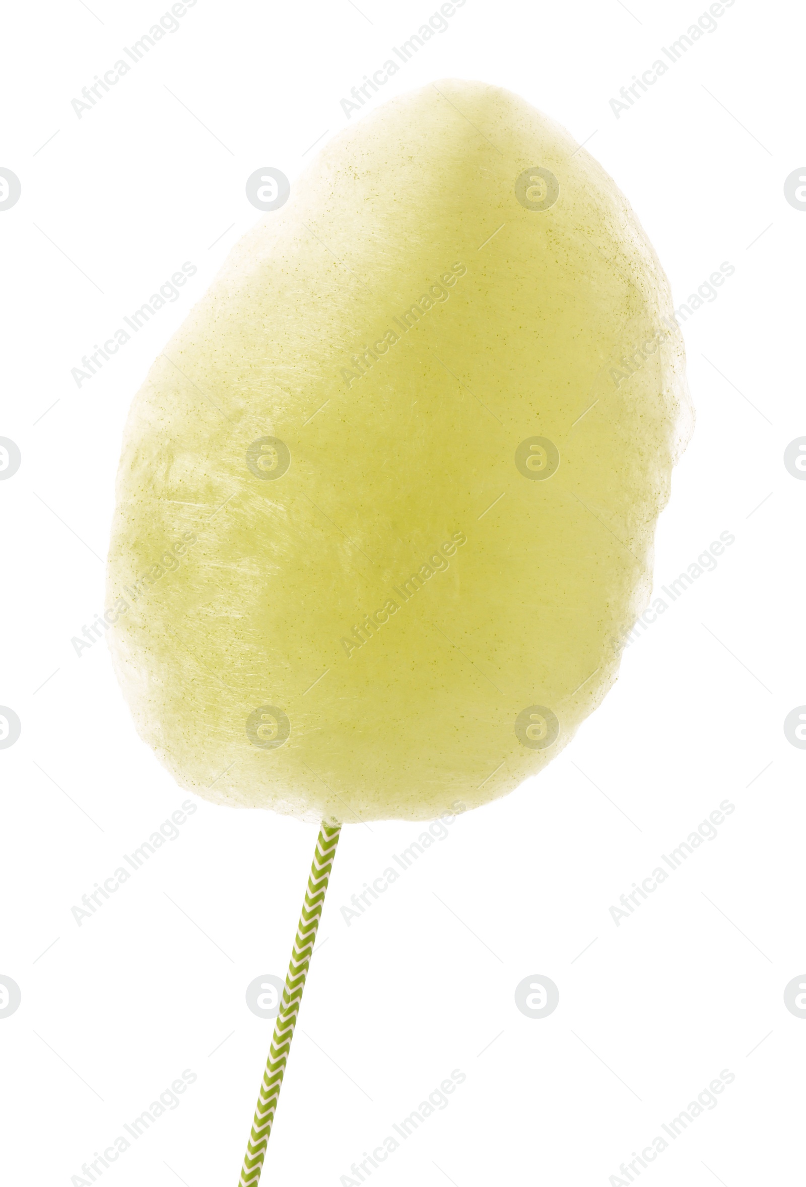 Photo of One sweet yellow cotton candy isolated on white