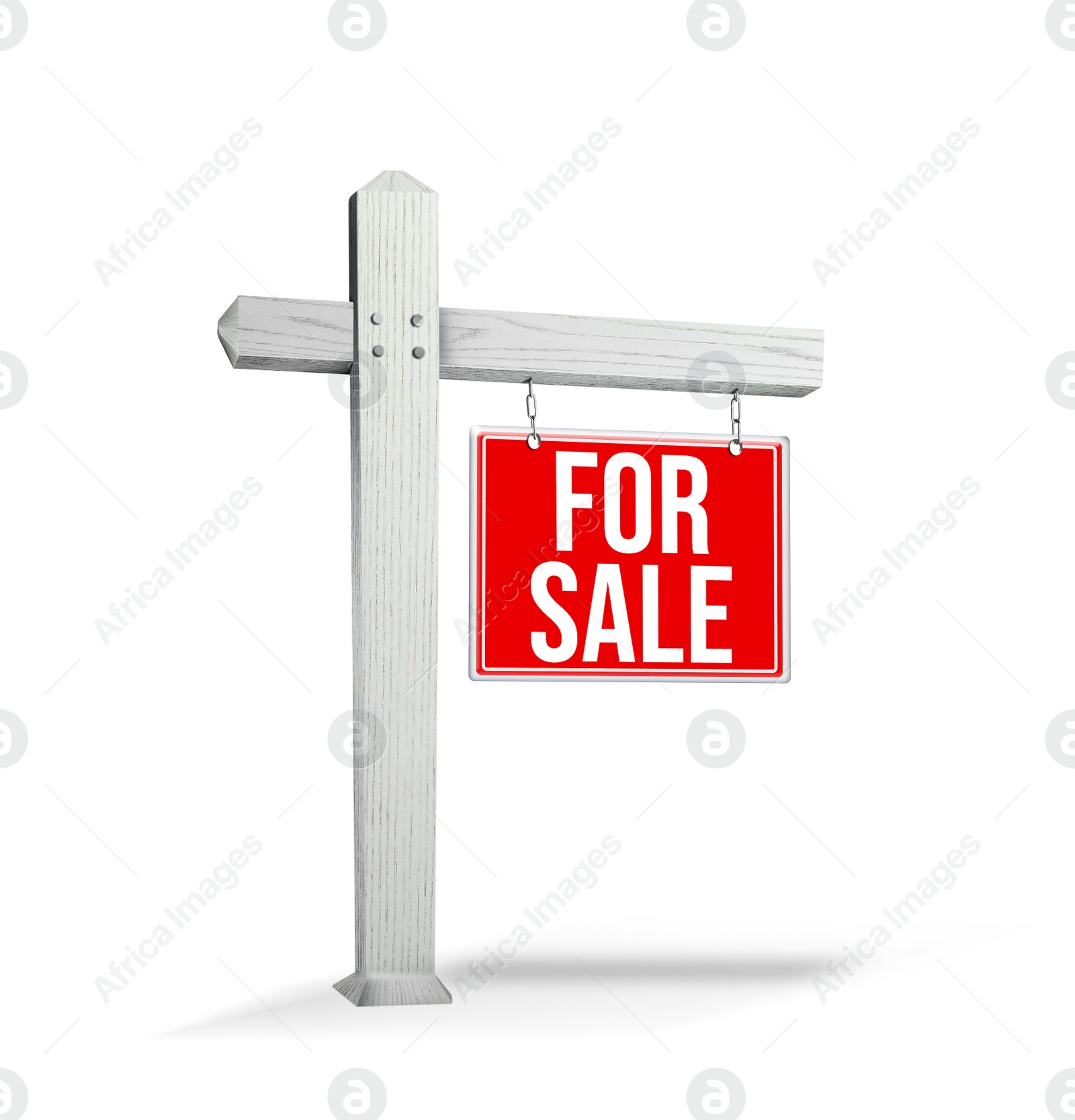 Image of Real estate sign with phrase FOR SALE on white background