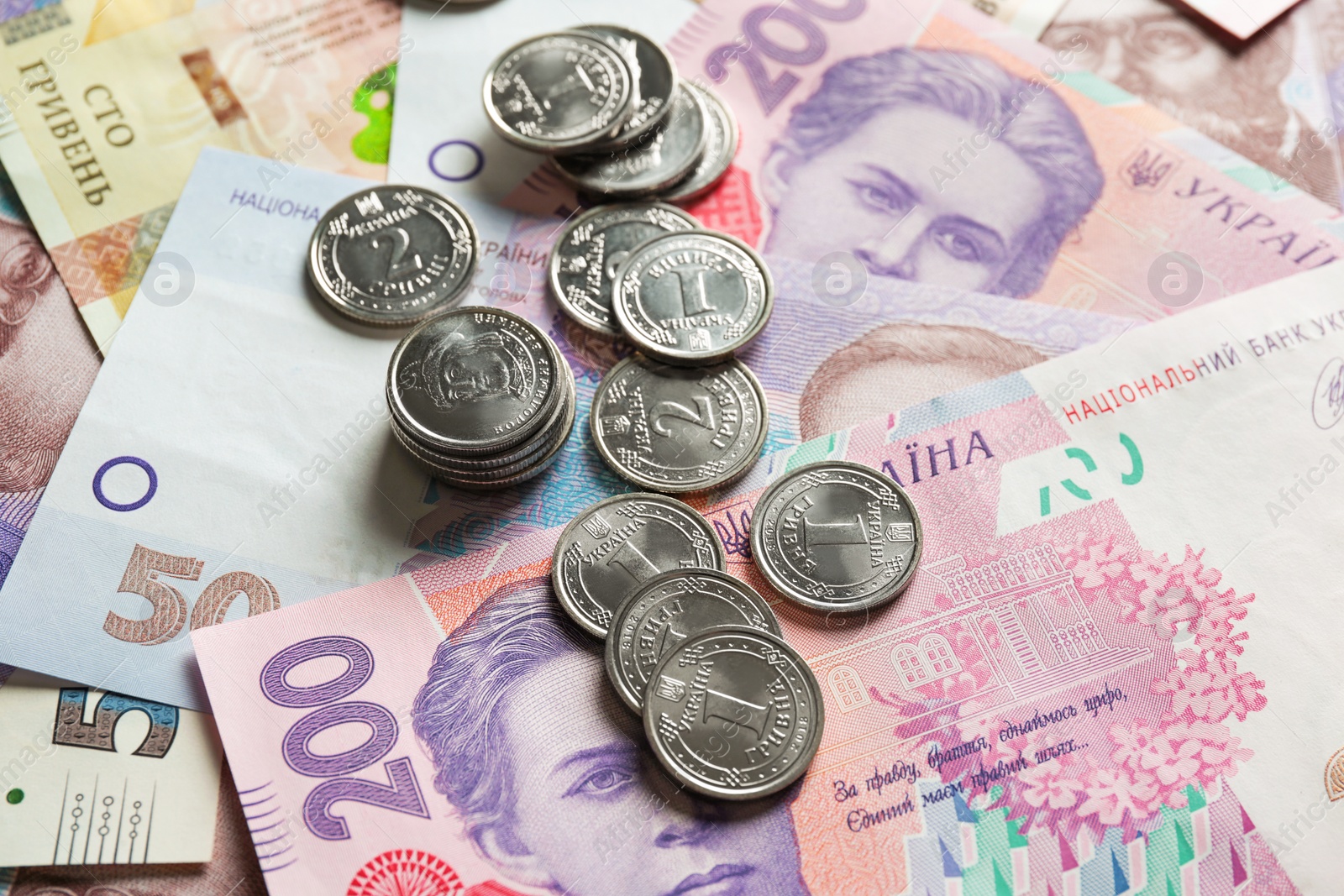 Photo of Closeup view of Ukrainian money. National currency