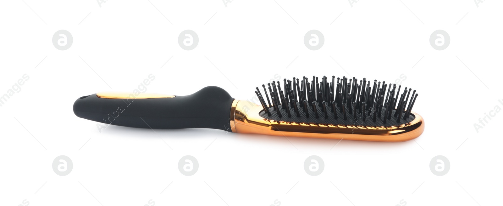 Photo of New modern hair brush isolated on white