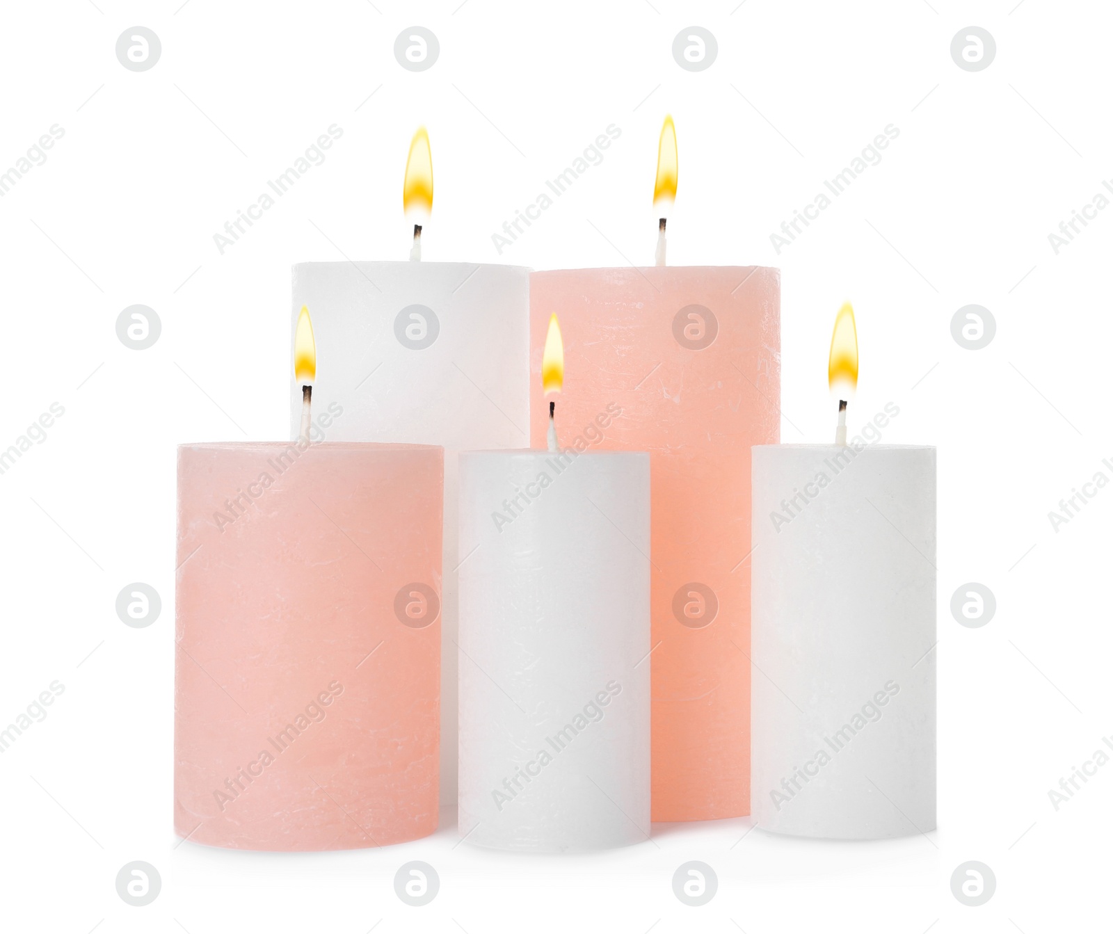 Photo of Set of aromatic candles isolated on white
