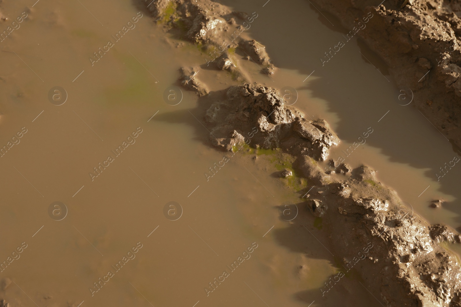 Photo of View of textured ground mud outdoors on sunny day