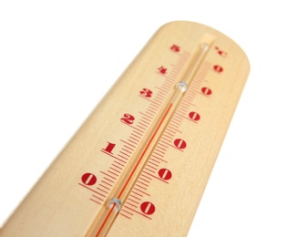 Weather thermometer on white background