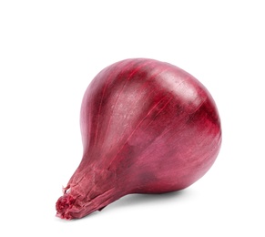 Photo of Ripe red onion on white background