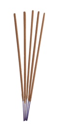 Many aromatic incense sticks on white background