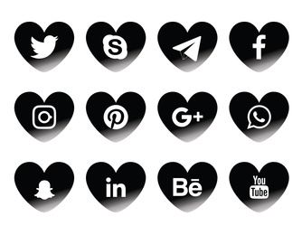 MYKOLAIV, UKRAINE - APRIL 5, 2020: Collection of different social media apps icons, black and white