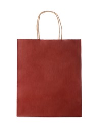 Photo of Blank red paper bag on white background. Space for design
