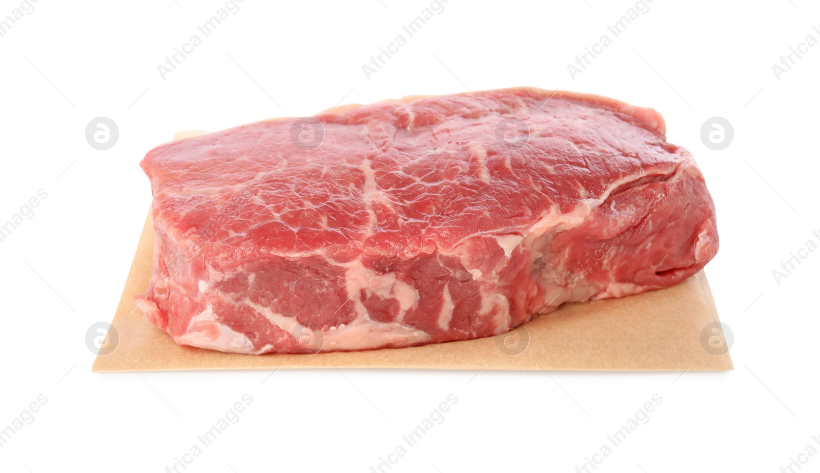Photo of Steak of raw beef meat isolated on white