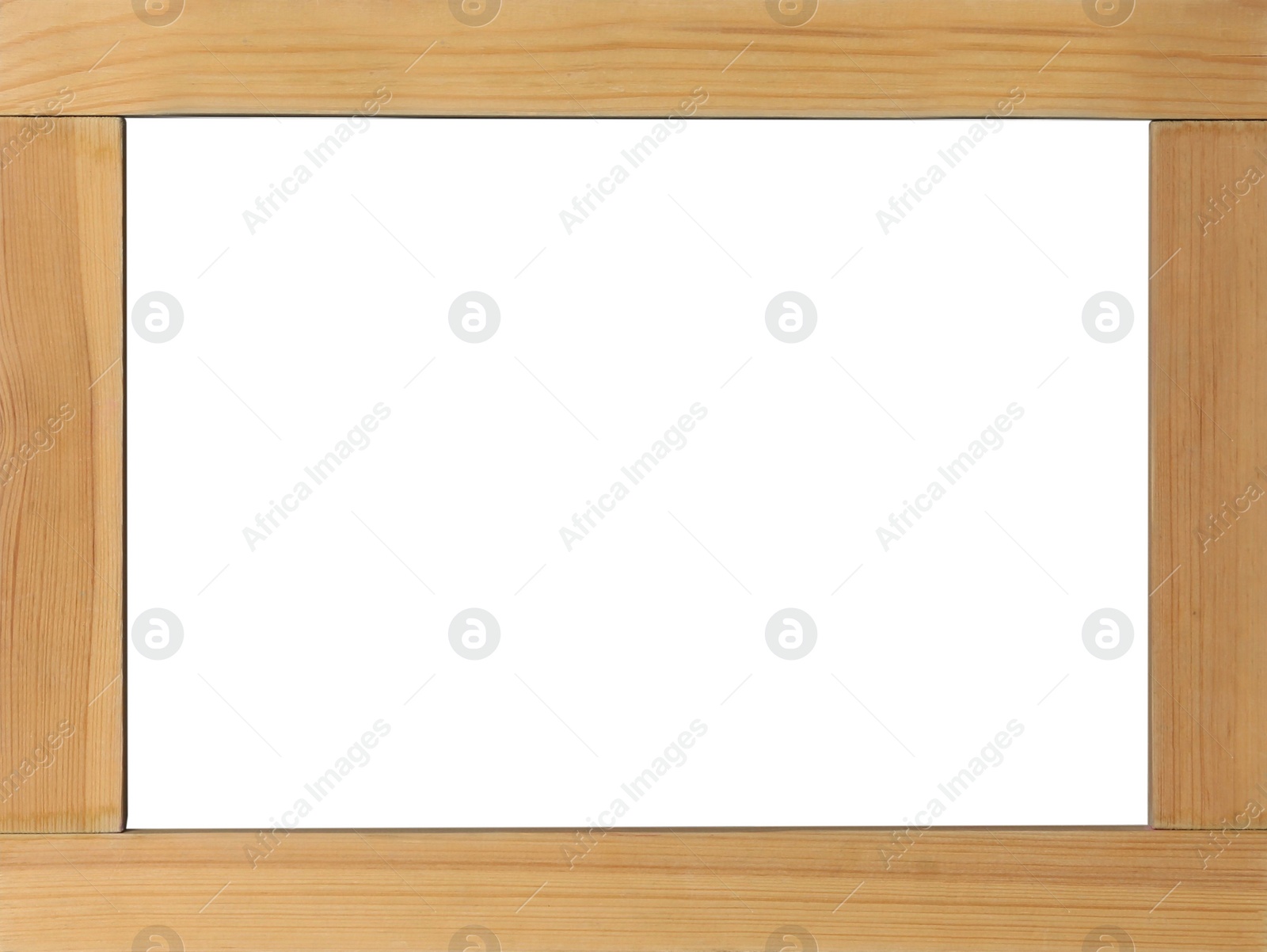 Image of Wooden frame with blank white background. Mockup for design