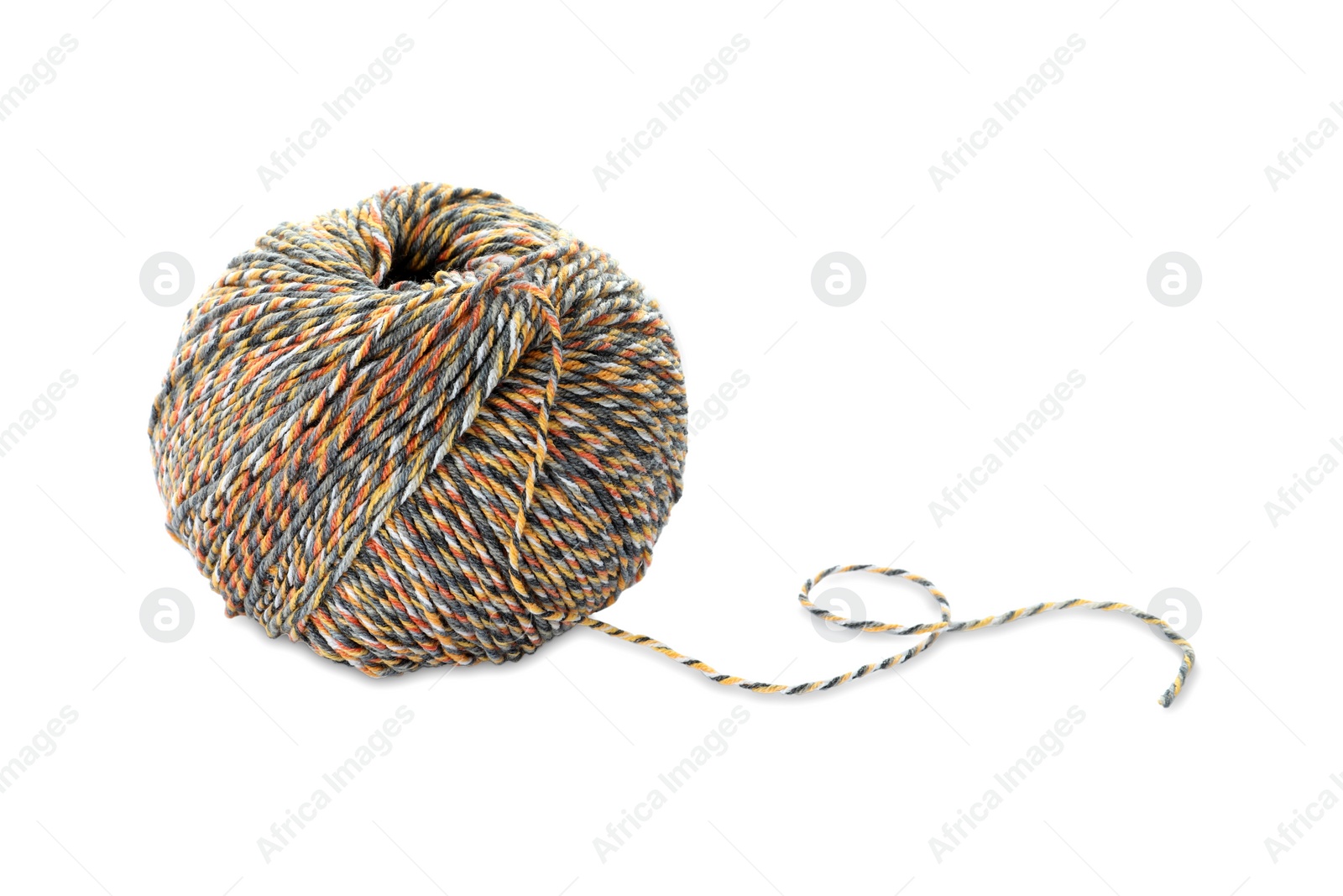 Photo of Soft colorful woolen yarn on white background