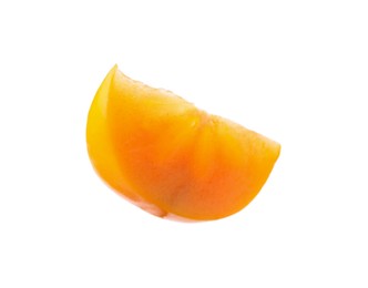 Photo of Slice of delicious ripe juicy persimmon isolated on white