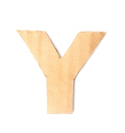 Photo of Letter Y madecardboard on white background