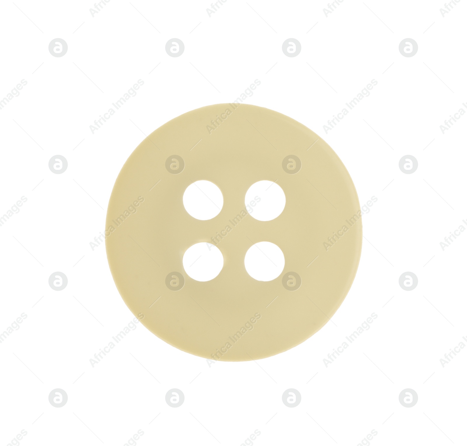 Photo of Beige plastic sewing button isolated on white