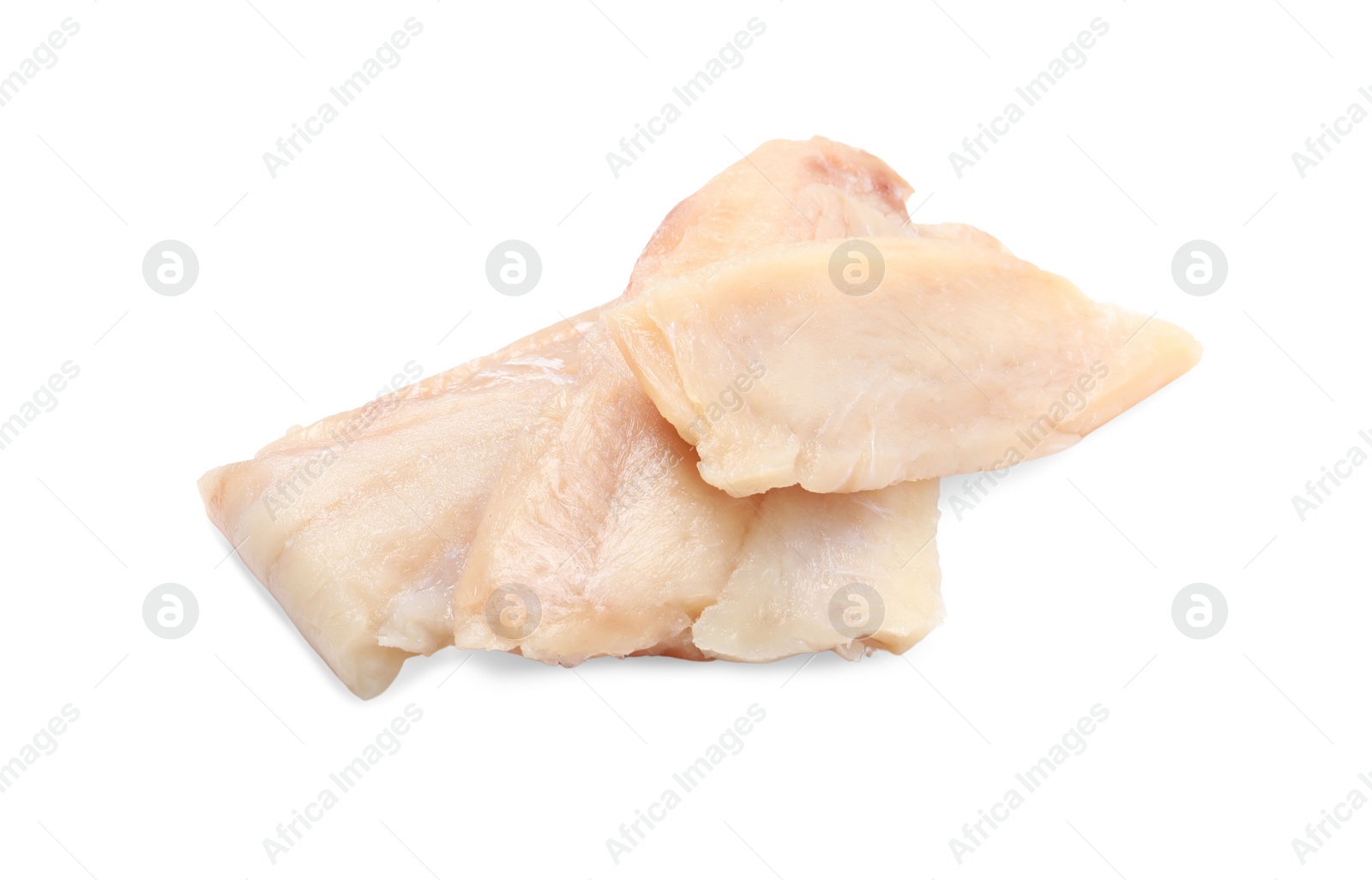 Photo of Pieces of raw cod fish isolated on white