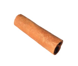 Photo of One aromatic cinnamon stick isolated on white