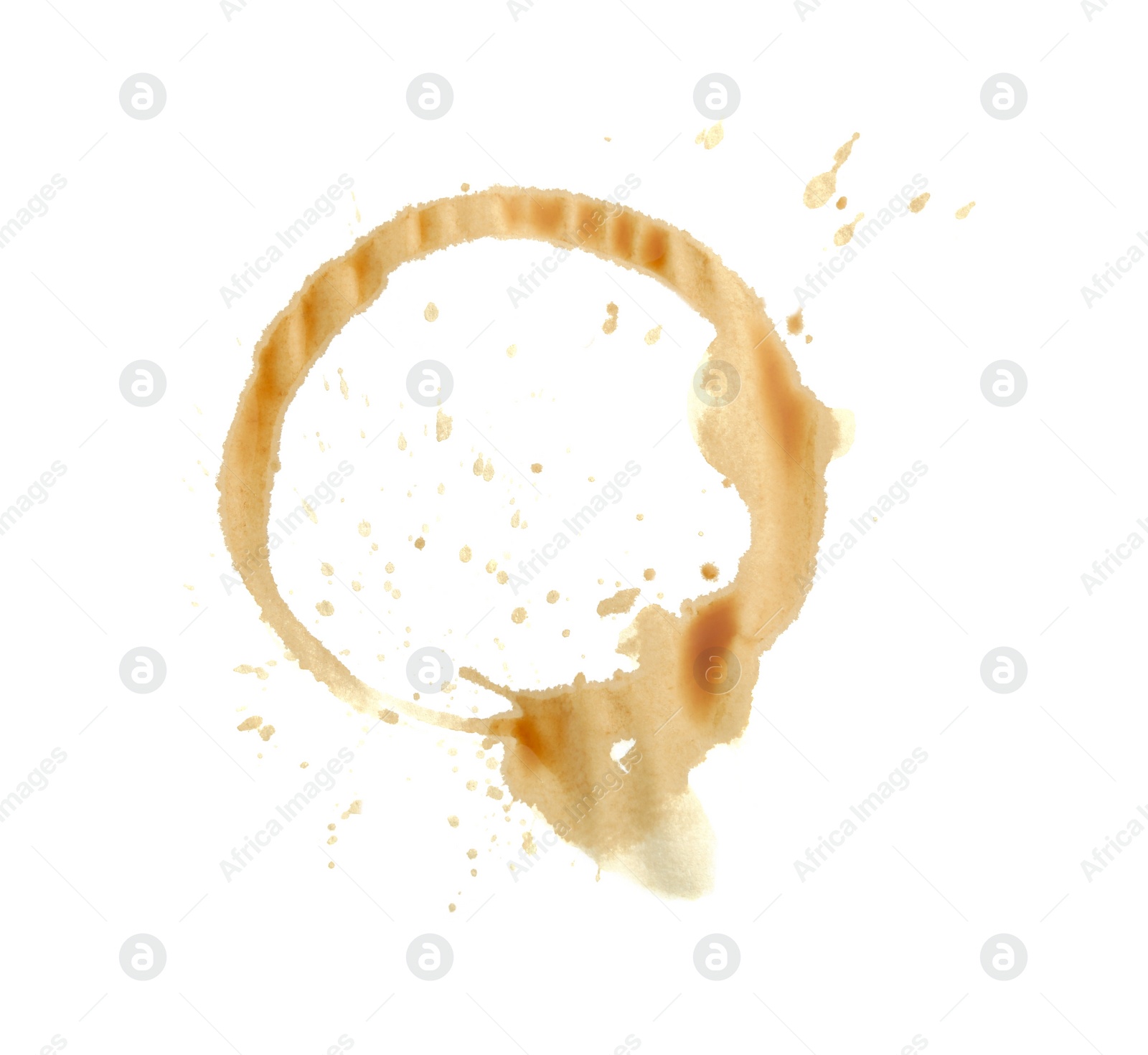 Photo of Coffee cup stain isolated on white, top view