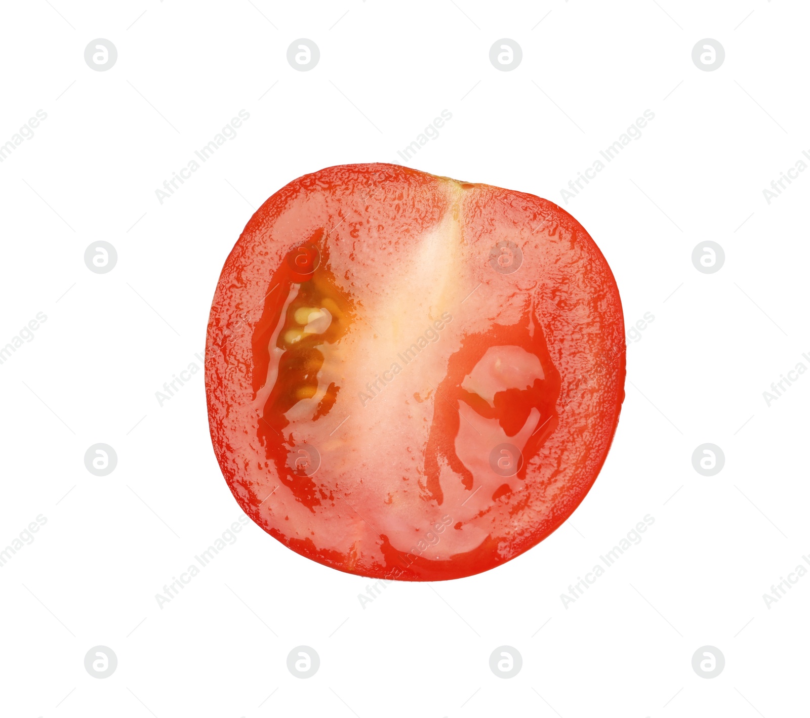 Photo of Slice of fresh ripe tomato isolated on white