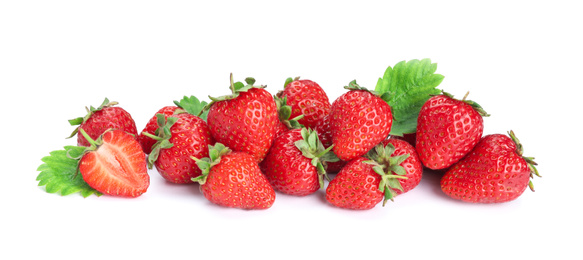 Photo of Fresh ripe red strawberries isolated on white