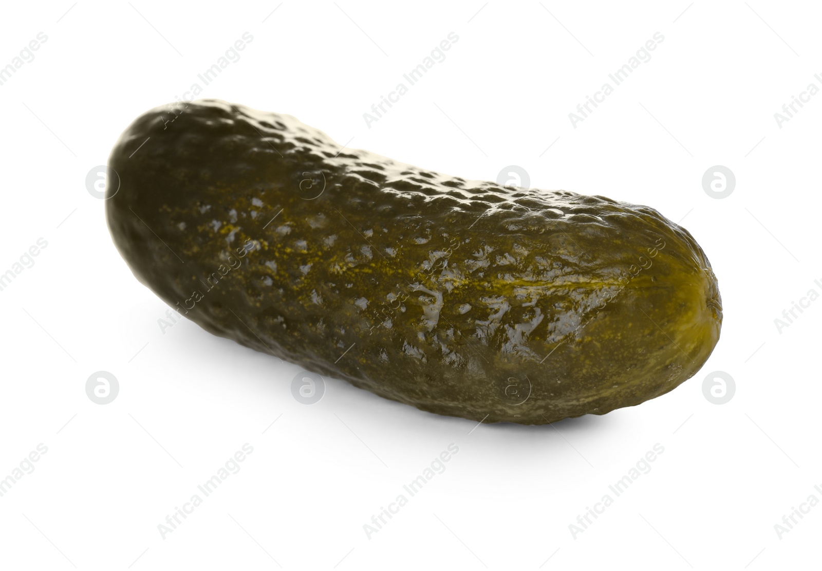 Photo of Tasty crunchy pickled cucumber isolated on white