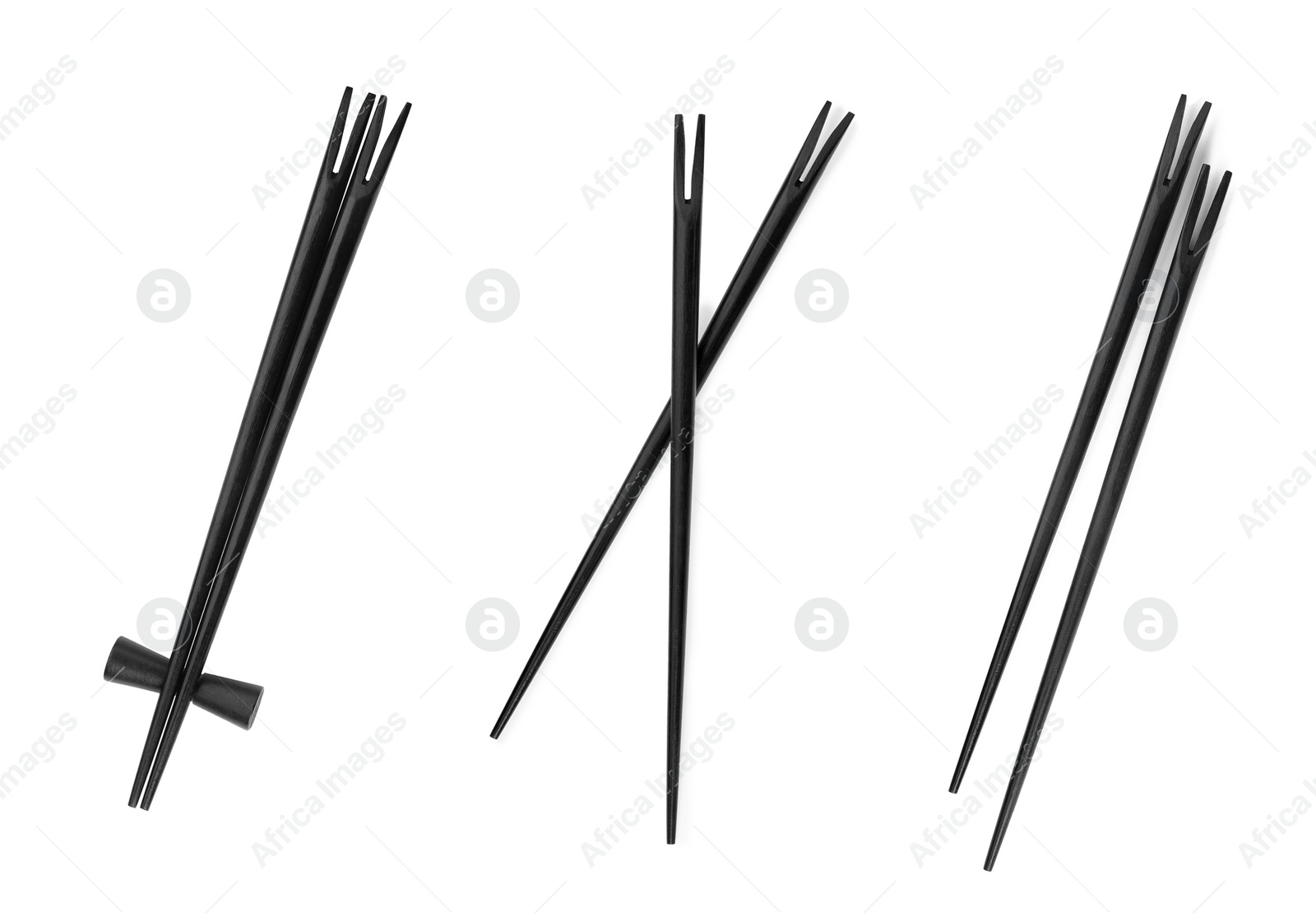 Image of Collage with black chopsticks isolated on white