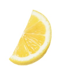 Photo of Fresh ripe lemon slice isolated on white